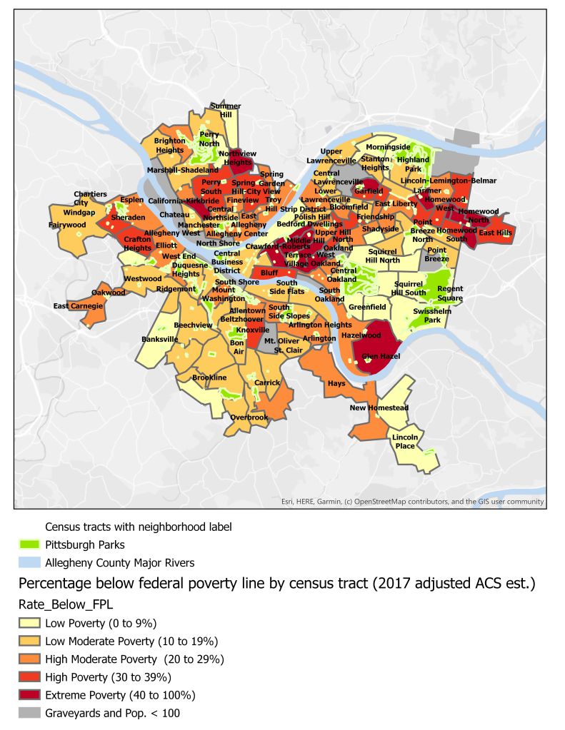 Census tracts by Adjusted Poverty (lower cases)
